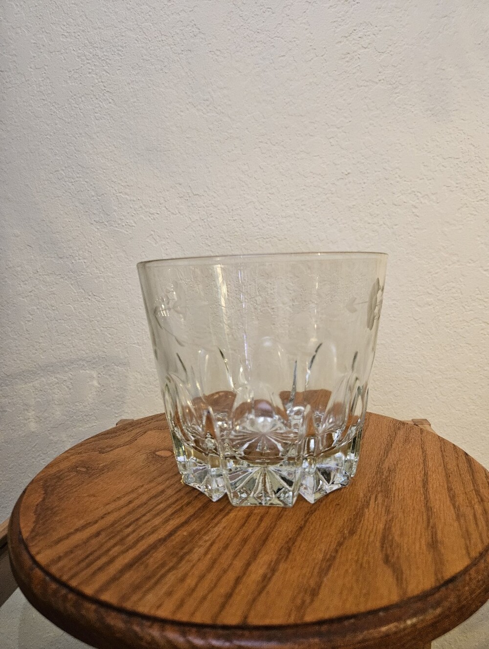 Vintage heavy Princess House 1980s Crystal ice bucket Heritage etched pattern.